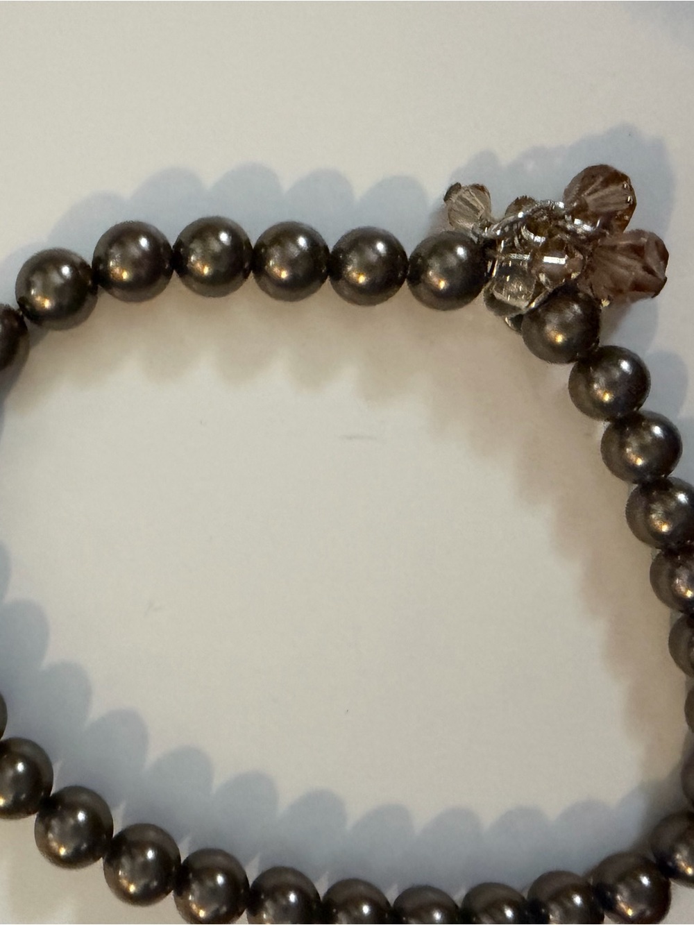 Touchstone Crystal Gunmetal Beaded Bracelet with Crystal Cluster
